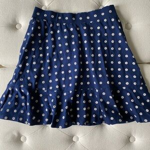 Lands' End Navy Blue Top with White Floral Accents